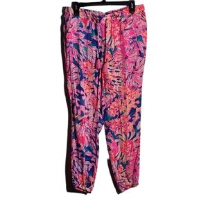 Lilly Pulitzer Vibrant Pink and Blue Joggers